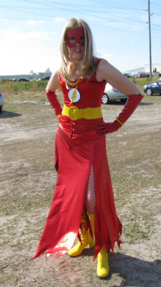 Woman cosplaying as The Flash